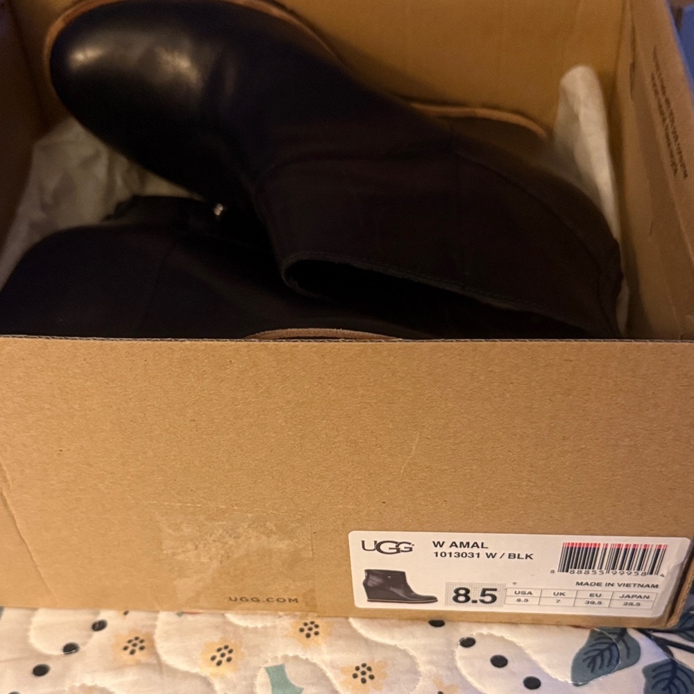 UGG LIKE NEW Black Amal Boots wedge bootie -dress boot